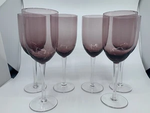 Pier 1 Crackle Purple Amethyst Wine Glass Goblets - Picture 1 of 11