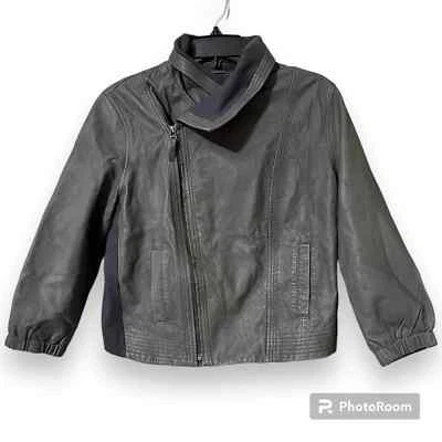 Hurley Avery Mujer Talla XS Gris Cuero Chaqueta Manga 3/4 Cremallera Completa Ver Defectos Foto 1 de 4