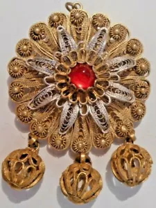 MEDALLA DE PLATA CHAPADA EN ORO ARTE IOANNINA OTOMANA ANTIGUA GRECIA, GRIEGA, ALFILER, INSIGNIA. - Imagen 1 de 4