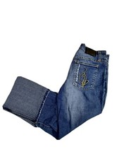 Womens Baby Phat Blue Denim Stretch Jeans Capri Crop Cuffed Size 3 EUC