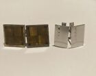 2 Pairs Of VTG Sterling Silver Cuff Links Tiger’s Eye & Crosby