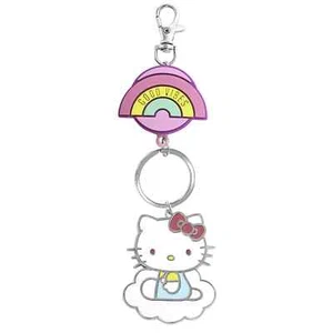 Hello Kitty Sanrio Metall Gummi Good Vibes Schlüsselanhänger einziehbare Rolle mit Clip NEU - Bild 1 von 4