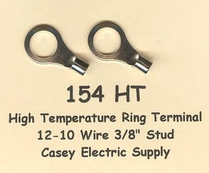 50 anillo de alta temperatura conector terminal calibre 12-10 cable AWG 3/8" perno 900 ° F - Imagen 1 de 2