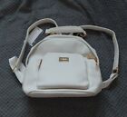 NEW - David Jones White (Off White) Backpack Bag With Gold Detailing