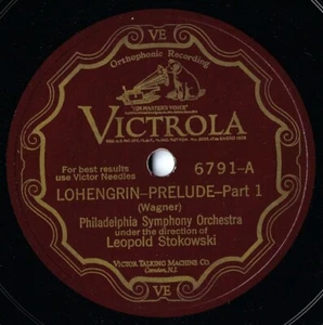Leopold Stokowski, Phil. S.O. 12" 78 RPM - Lohengrin Prelude Parts 1 & 2 - Foto 1 di 2