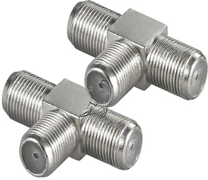 2 Stück F Buchse Adapter T-Stück TV SAT Kupplung Adapter Verbinder Y Weiche Koax - Bild 1 von 1