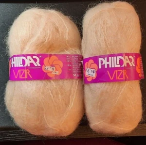 Phildar 'Vizir', Mohair, Lana; Beige; Lote de 2 madejas; Vintage - Imagen 1 de 2