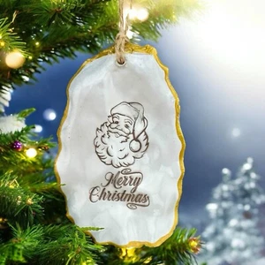 Oyster Shell Engraved Merry Christmas With Santa Ornament, Christmas Gift Decor - Picture 1 of 5