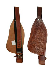 WESTERN TRAIL SADDLE REPLACEMENT FENDER FLORAL TOOLED LEATHER HORSE TACK PAIR