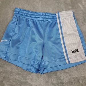 Vintage Nike Shorts Youth Small 4-6 Baby Blue Swoosh Polyester Boys Kids - Picture 1 of 9
