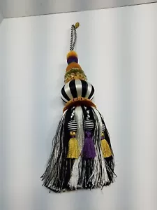 RARE MacKenzie-Childs BIBELOT TASSEL Black & White Curtain Tie-Back 14.5" - Picture 1 of 8