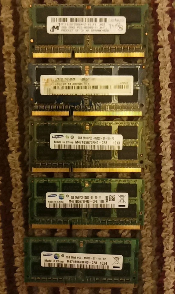 🔵 Mixed Brand 12GB (6 X 2GB) 2Rx8 PC3-8500S Laptop Memory RAM - Image 1 of 1