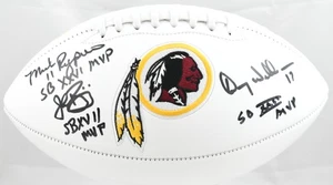Mark Rypien John Riggins Doug Williams Signed Redskins Logo Football- Beckett W - Picture 1 of 4