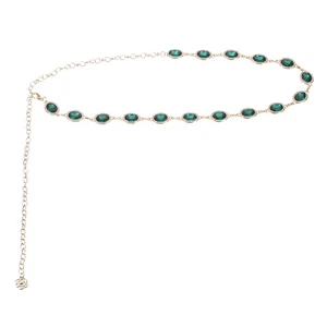 Cinture con catena in vita con strass, cinture con catena in vita occidentale 43,7", smeraldo - Foto 1 di 6
