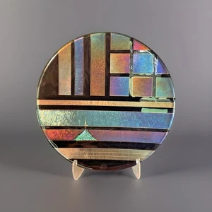 Studio Art Glass Plate Charger Jim & Sharon Barrett Glass Studios TN. Iridescent - Picture 1 of 17