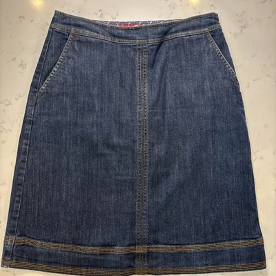 Boden A 字及膝侧拉链牛仔裙口袋波西米亚农民尺寸 12R — 第 1/4 张图片