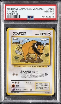 1998 POKEMON JPN VENDING SER III #128 TAUROS PSA 10 - Image 1 of 2