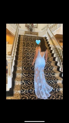 Светло-синий выпускное платье размер 10 - Изображение 1 из 4