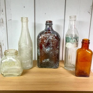 Vtg To Antique Mixed Bottle Lot Whiskey Apothecary, Soda , Mustard, Dug Bottles - Picture 1 of 15