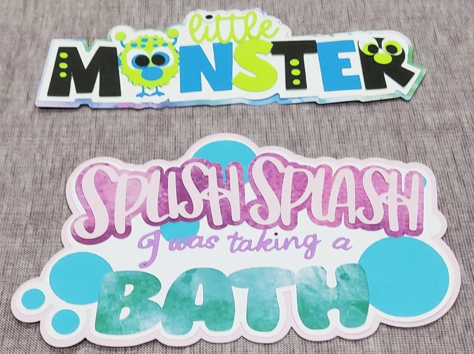 Little Monster or Splish Splash I was Taking a Bath 标题剪贴簿页面死亡切割 — 第 1/1 张图片