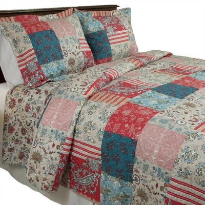 2Pc Quilt Set Quilt with Pillow Sham Quilted Blanket Bedspread Twin Queen King - Image 1 of 2