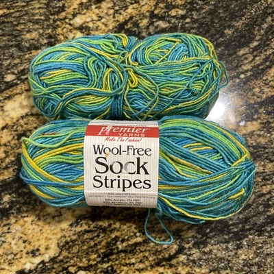 Lot of 1 + Skeins Premier Wool-Free Sock Yarn 235 yds 1.7 Oz Oasis Color 42-05 - Image 1 of 4