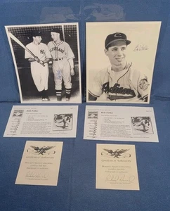 Lot Of 2 Autographed 8X10 Bob Feller Cleveland Indians photos - w/COAs - Mantle - Picture 1 of 5
