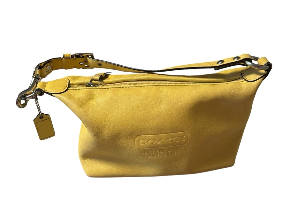 Vtg Coach Leatherware Mini Bag Mute Yellow Leather Baguette Y2K - Image 1 of 4
