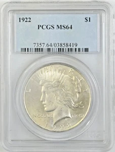 1922 Peace Silver Dollar MS64 PCGS - Picture 1 of 2