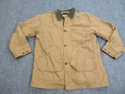 Vintage L.L.Bean Jacket Mens Large Tan Chore Coat Wool Lined Corduroy Collar 90s - Image 1 of 4