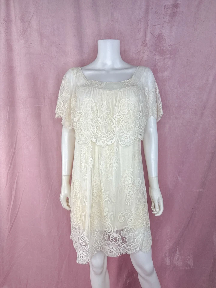 Mini Vestido Free People Jens Pirate Booty Mujer Blanco Floral Encaje XS Pequeño Foto 1 de 4