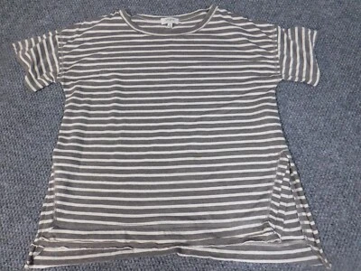 Umgee Womens Shirt Medium Gray pullover stretch striped top casual - Image 1 of 4