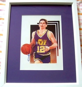 John Stockton autographed signed auto Utah Jazz 8x10 art print custom framed JSA - Picture 1 of 1