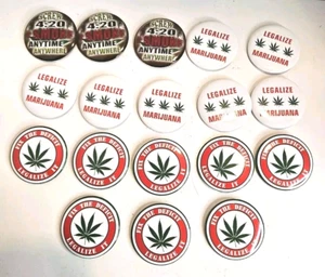 Marijuana Activism 420 Botón Humo Pinback Legalizar Hierba Lote De 18 Botones - Imagen 1 de 6