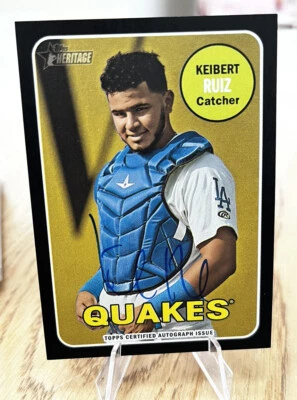 Keibert Ruiz /50 BLACK AUTO SP Topps Heritage Minor League 2018 LA Dodgers - Image 1 of 4