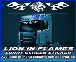 Camión de camión Lion & Flames pegatina parabrisas cabina de vidrio ventana HGV MAN DAF IVECO - Imagen 1 de 7
