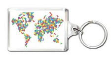 World Map Tetris Keyring