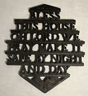 Vintage WILTON Black Cast Iron "BLESS THIS HOUSE" Trivet & Prayer Made in US