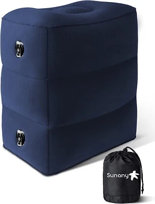 充气可调节高度脚凳枕头奥斯曼旅行,露营,蓝色 — 第 1/4 张图片