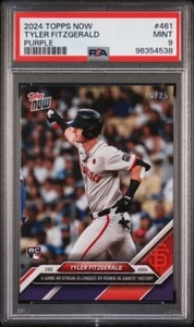 TYLER FITZGERALD * PSA 9 PURPLE /25 * 2024 TOPPS NOW 5-GAME HR STREAK ROOKIE 461 - Picture 1 of 3