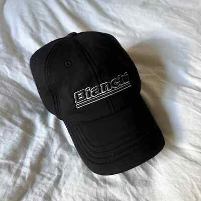  Nuevo de Lote Antiguo Años 90 Bianchi Ciclismo Bordado Tejido Elástico Gorra Gorra Negra Foto 1 de 4