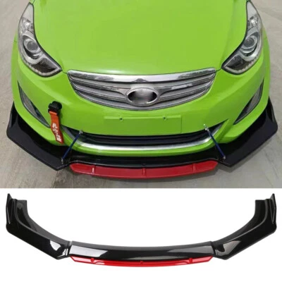 For Hyundai Elantra Tucson Glossy Black Front Bumper Red Lip Splitter Spoiler US Foto 1 de 4
