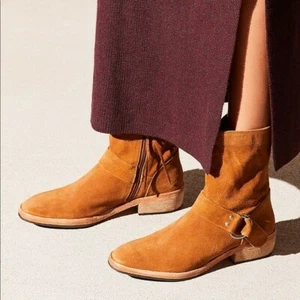Free People Boots Women Size 6 36 Distressed Suede Brown Cowboy Vienna Hardness - Picture 1 of 8