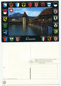 15953 - Luzern - Kapellbrücke mit Wasserturm und Pilatus - alte Ansichtskarte - Picture 1 of 1