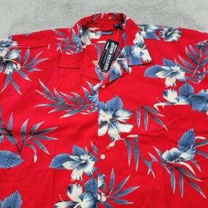 Blue Generation Shirt Mens Red 4XL Red Hibiscus Print Hawaiian Pocket Camp - Picture 1 of 11