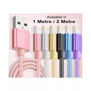 For iPhone Charger Cable Heavy Duty Braided USB Charging Lead Data Sync 1M 2M - Picture 1 of 70