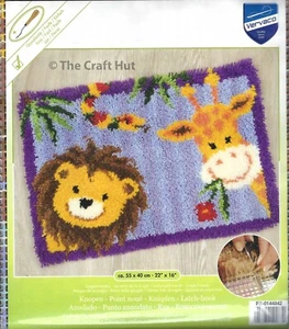 Vervaco Latch Hook Kit Rug Lion & Giraffe Complete Kit Size 55cm x 40cm New - Picture 1 of 3
