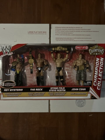 WWE Champion Collection Target Exclusive Rock Cena Mysterio Steve Austin 4 Belts Cover