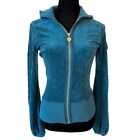 Twisted Heart Teal Green Blue Hooded Velour Jacket Small HC