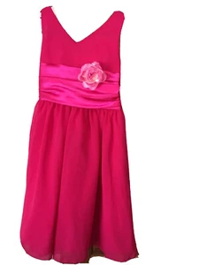 GIRLS V-Neck Raspberry Pink Fuchsia Formal Dress ~ Size 9 10 ~ Excellent! - Picture 1 of 4